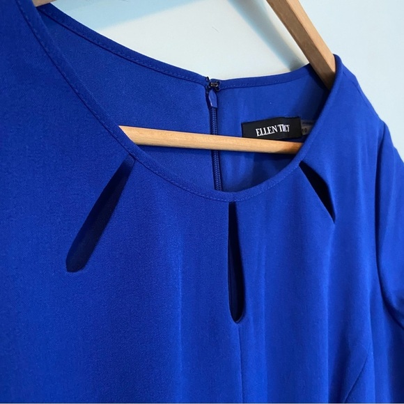 Ellen Tracy Blue A-line Mini Dress with Raglan Sleeves - Picture 2 of 7